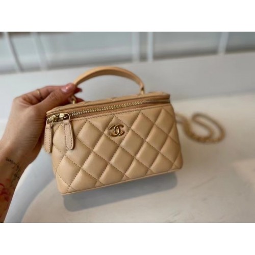 Chanel Original Pequeño bolso clásico con caja de cadena AP2199 Albaricoque