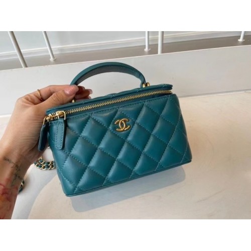 Bolso de mano Chanel Original Small classic cadena caja AP2199 azul