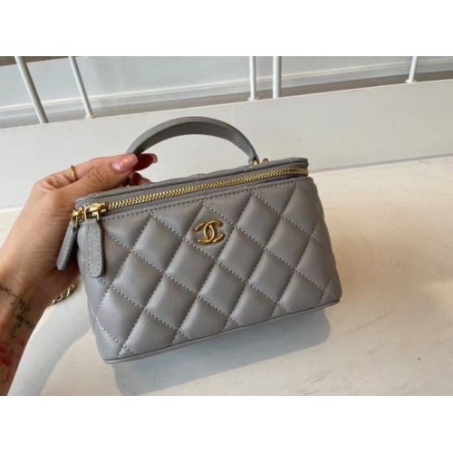 Chanel Original Pequeño bolso de mano clásico con caja de cadena AP2199 gris
