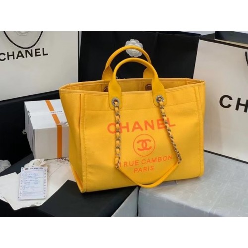 Bolso de compras grande Chanel Original 66941 amarillo