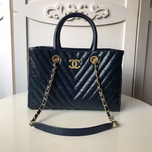 Bolso shopper grande Chanel Original A57974 azul oscuro