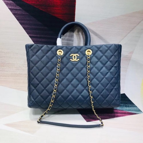Chanel Original bolso de compras grande Grained Calfskin A93525 azul