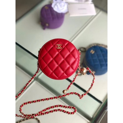 Chanel Original mini bolso de piel de oveja AS1449 rojo