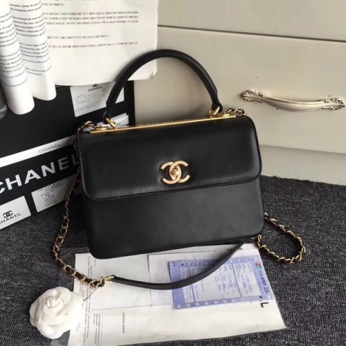 Chanel Original bolso pequeño con solapa y asa superior A92236 negro