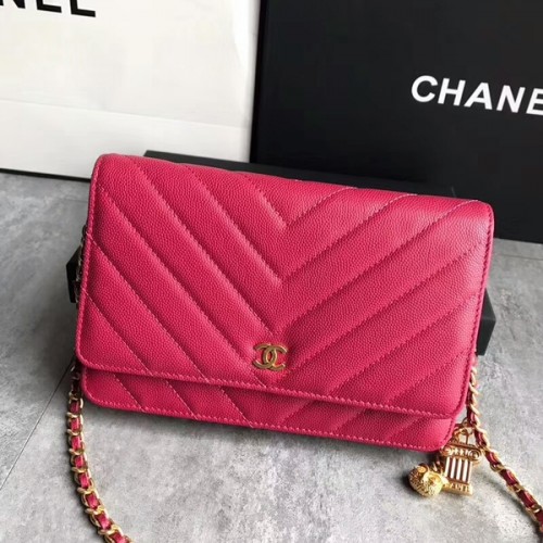 Chanel Búho Colgante Solapa Bolso de hombro Piel de becerro A33814 Rosa