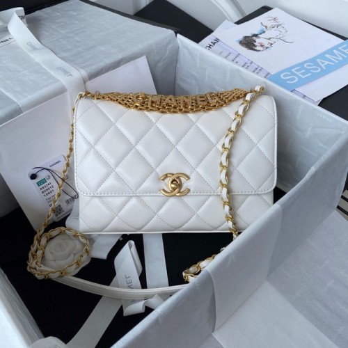 Chanel BOLSO PEQUEÑO CON SOLAPA AS3241 blanco