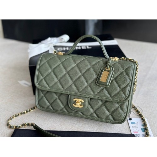 Chanel BOLSO PEQUEÑO SOLAPA CON ASA SUPERIOR AS3653 verde negruzco