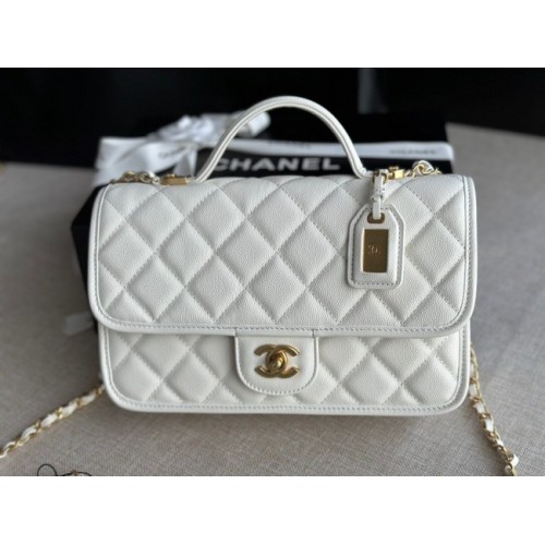 Chanel BOLSO PEQUEÑO SOLAPA CON ASA SUPERIOR AS3653 blanco
