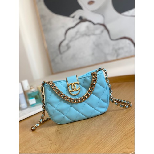 Chanel BOLSO HOBO PEQUEÑO AS3475 Azul claro