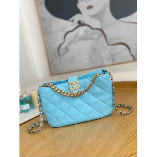 Chanel BOLSO HOBO PEQUEÑO AS3476 Azul claro