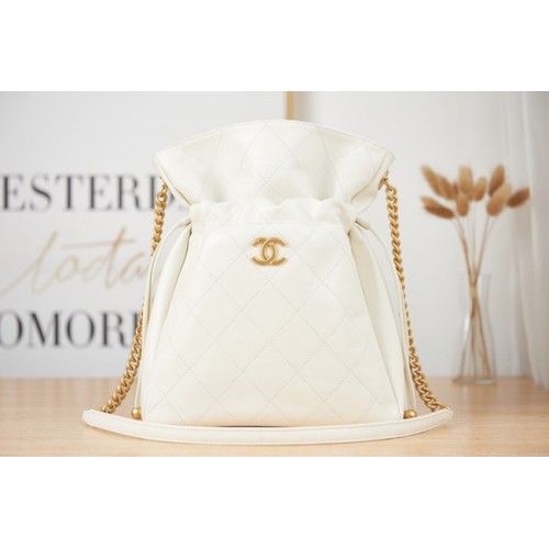 Chanel SMALL Bolso de hombro de piel de cordero AS2986 blanco