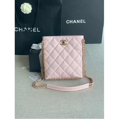 Chanel BOLSO DE COMPRA PEQUEÑO Piel de ternera granulada Metal dorado AS3470 rosa