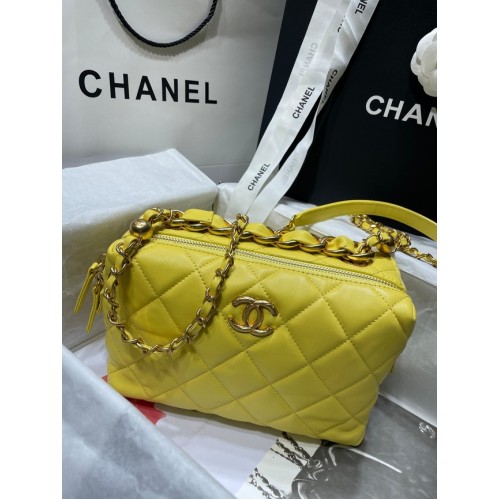 Chanel Piel de oveja AS1267 Metal dorado amarillo