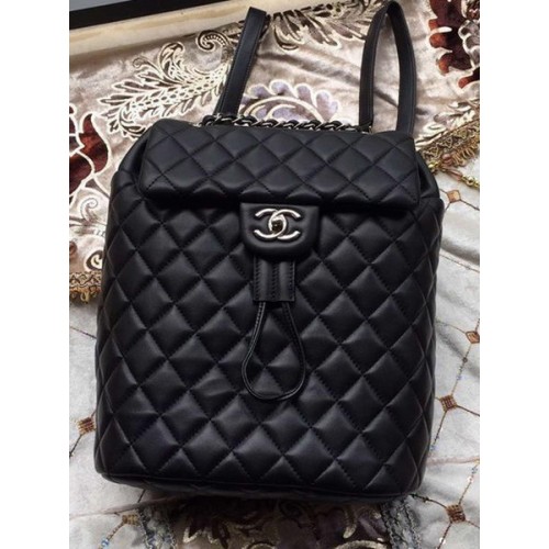 Chanel Mochila De Piel De Oveja A91121 Negro
