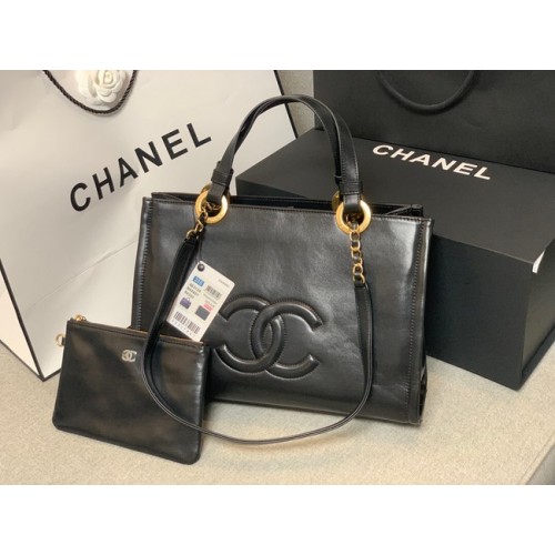 Bolso de hombro de piel de oveja Chanel AS3128 negro