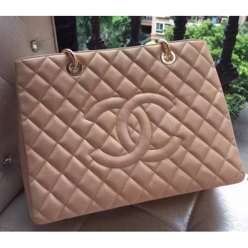 Bolso Chanel Shopper Piel de becerro original A95021 Albaricoque