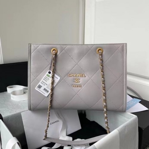 Chanel Shopping Bag Original cuero AS2752 gris