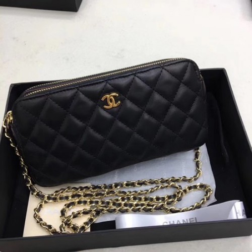 Chanel Bolso Bandolera Piel Oveja Negra CHA6845 Dorado