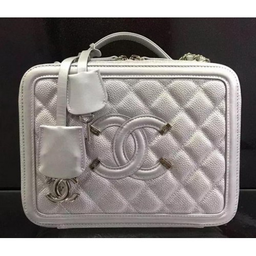 Chanel Bandolera Original Piel De Becerro CHA6678 Plata