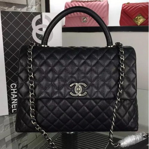 Bolso de hombro Chanel Original Caviar Leather A7782 Negro