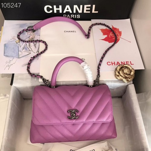 Bolso pequeño con solapa Chanel Asa superior V92990 Morado
