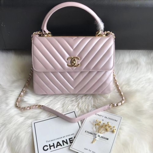 Chanel Bolso pequeño con solapa y asa superior A92236 Rosa