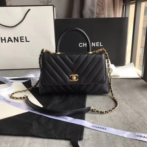 Chanel Bolso pequeño con solapa y asa superior A92990 negro