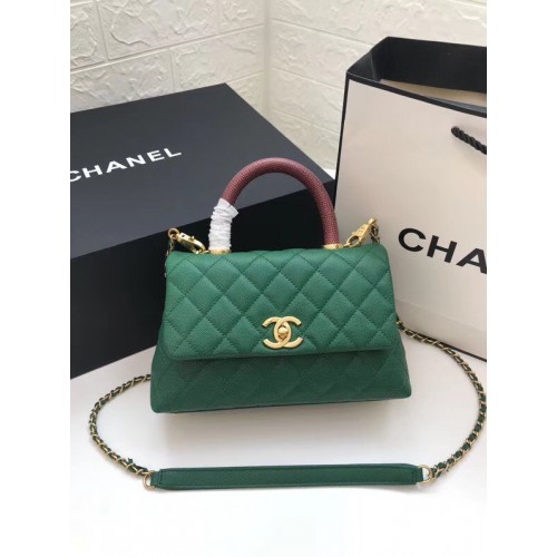 Chanel Bolso pequeño con solapa y asa superior A92990 verde