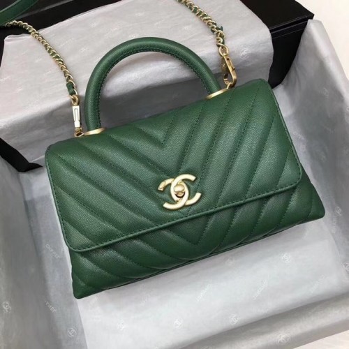 Chanel Bolso pequeño con solapa y asa superior A92990 verde