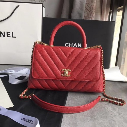 Chanel Bolso pequeño con solapa y asa superior A92990 rojo