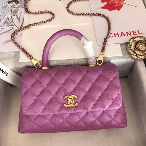 Chanel Bolso pequeño con solapa y asa superior A92991 Morado