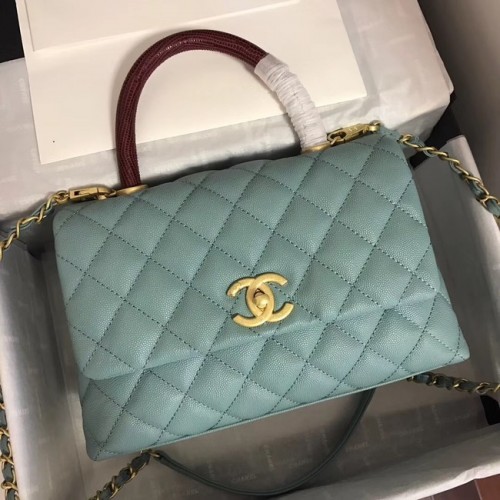 Chanel Bolso pequeño con solapa y asa superior A92991 verde