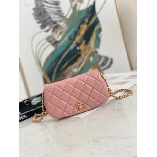 Chanel Bolso de hombro pequeño con solapa Cuero original AP2358 rosa