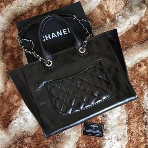 Bolso Chanel Tote Shopping Cuero Original A68046 Negro