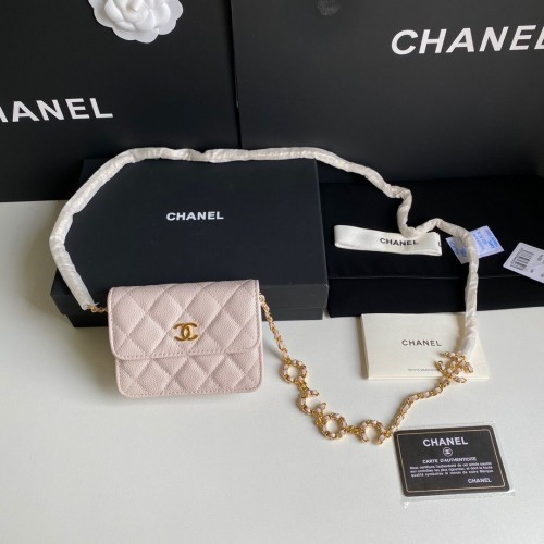 Chanel WOC Belt Bag Original Caviar Leather 2306 Rosa claro