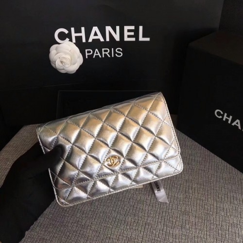 Chanel WOC Bolso con solapa Original piel de oveja 33814B Glod