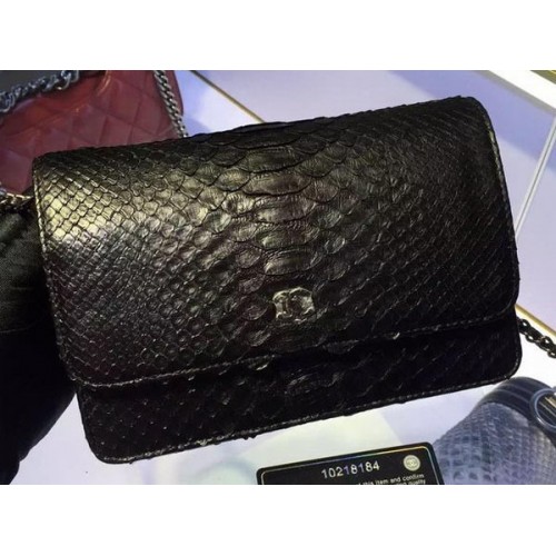 Chanel WOC Flap Bag Original Piel de Serpiente A33814 Negro