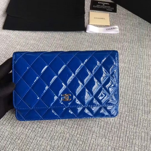 Chanel WOC Flap Bag Charol A33814C Azul