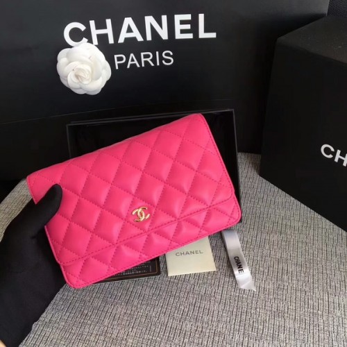 Chanel WOC Bolso con solapa Rosa Original Piel de oveja 33814 Glod