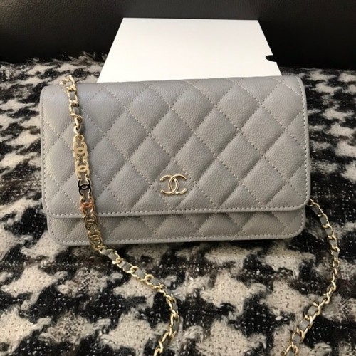 Chanel WOC Original Caviar Leather Flap bandolera CC33815 gris