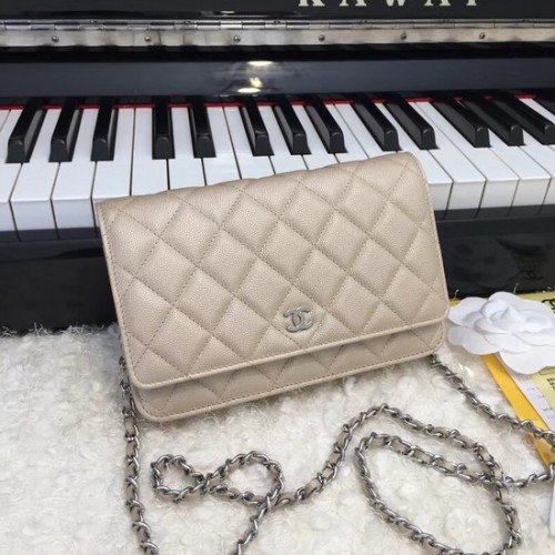 Chanel WOC Original Caviar Leather Flap bandolera CF33814 oro Cadena de plata