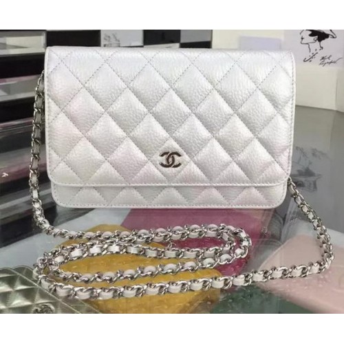 Chanel WOC mini Flap Bag Deer Skin A5375 Plata