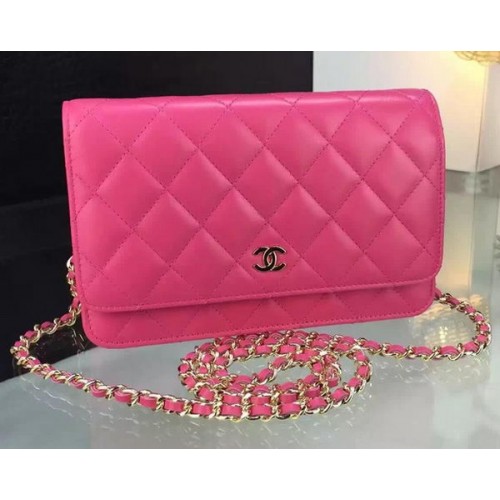 Chanel WOC mini Bolso con solapa Piel de oveja rosa A5373 Oro