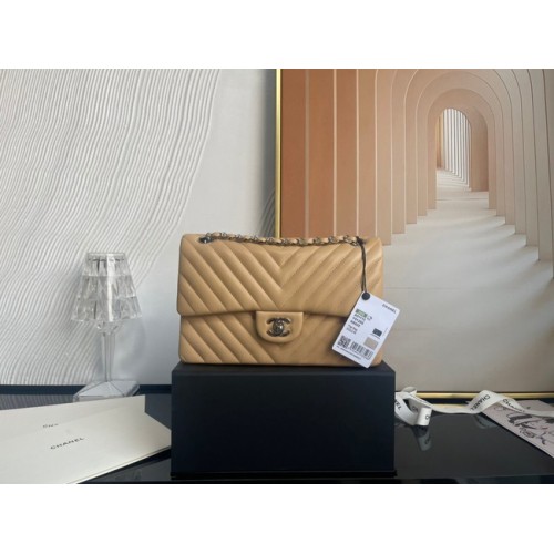 Bolso clásico Chanel Piel de cordero oro Metal V01112 marrón