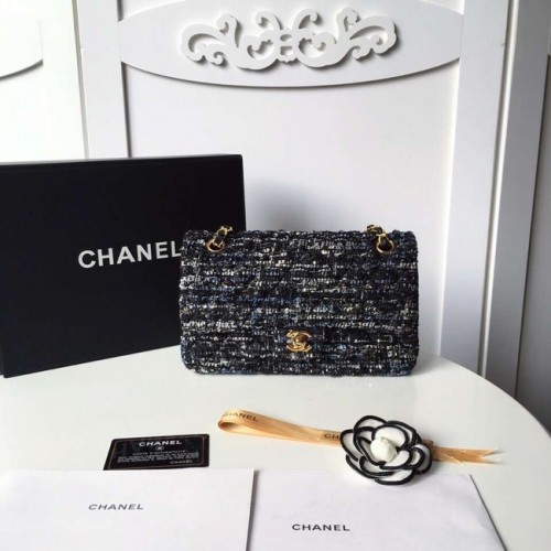 Chanel bolso de mano clásico Trenza de tweed Metal dorado A01112-4