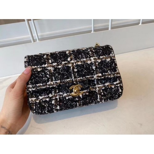 Chanel bolso de mano clásico Tweed Metal dorado A01116-2