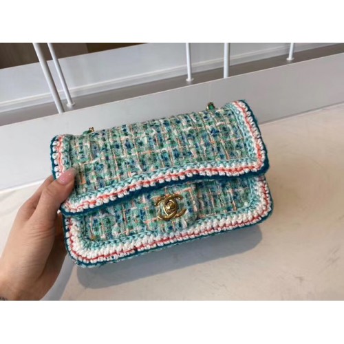 Bolso de mano clásico Chanel Tweed Metal dorado A01116-4