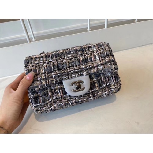 Bolso Chanel clásico Tweed plateado-Metal A01116-5