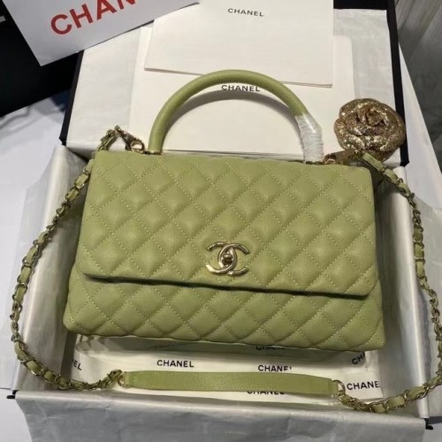 Bolso con solapa de coco Chanel con asa superior A92991 Verde aguacate
