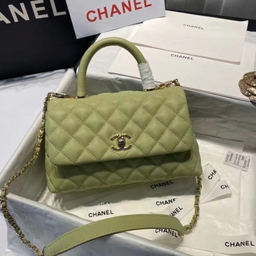 Bolso mini solapa coco Chanel con asa superior A92995 Verde Aguacate